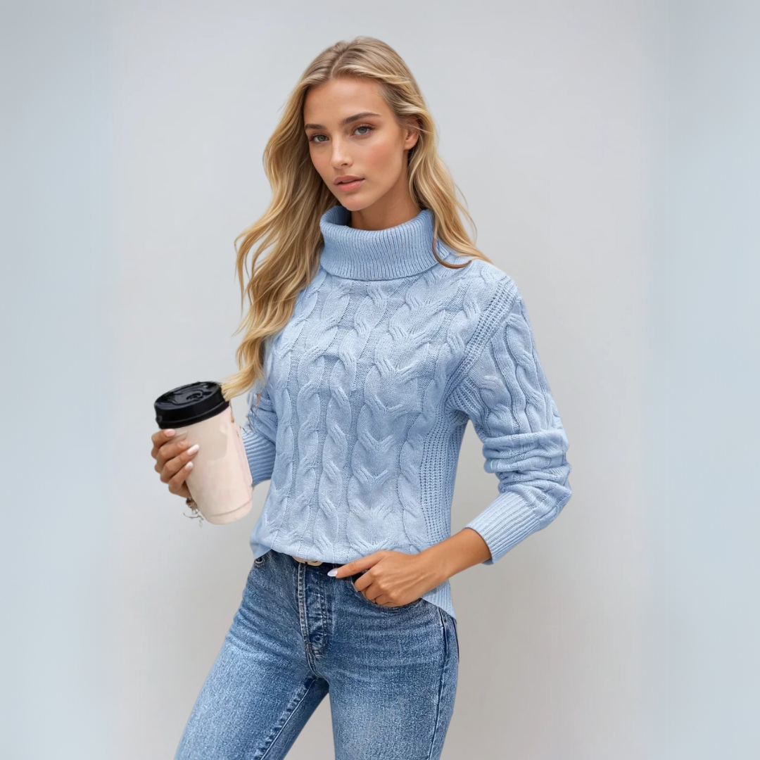 Kvinders Turtleneck Sweater Kabelstrik 3