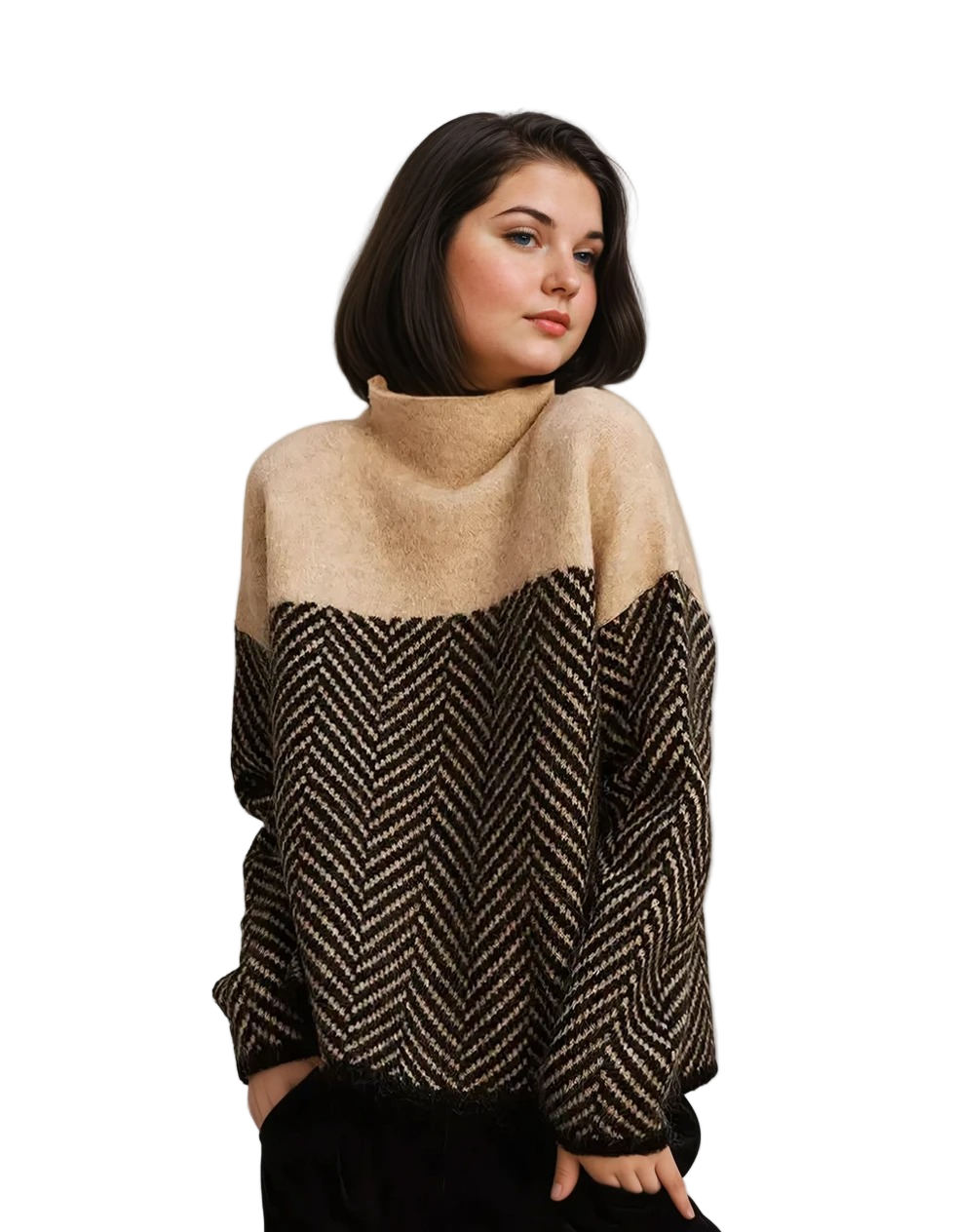 Kvinders Turtleneck Sweater Mønstret Blød Materiale 0