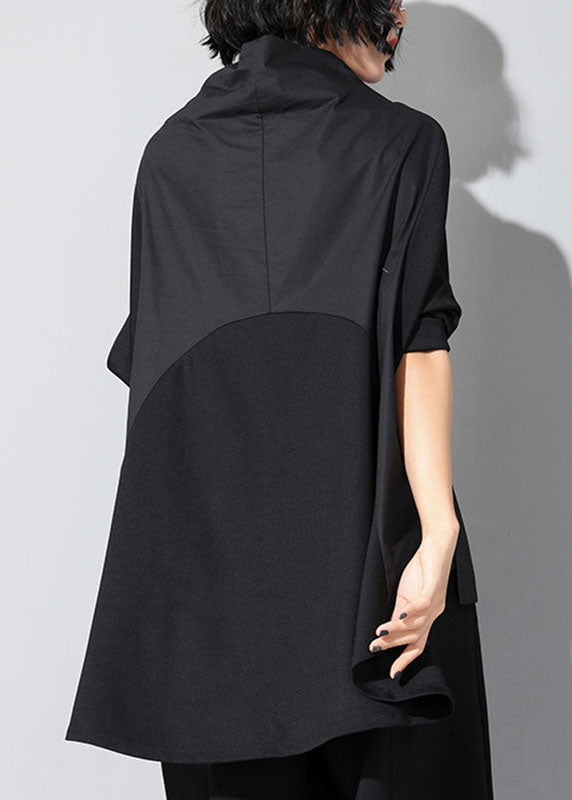 Kvinders Turtleneck Top med Lommer Patchwork Langærmet 3