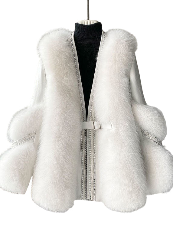 Kvinders V-Hals Frakke i Mink Hår Patchwork Design 0