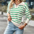 Kvinders V-Hals Sweater Stribet Åndbart Materiale 2