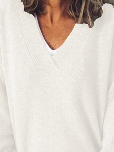 Kvinders V-Hals Sweater med Droppede Skuldre 4
