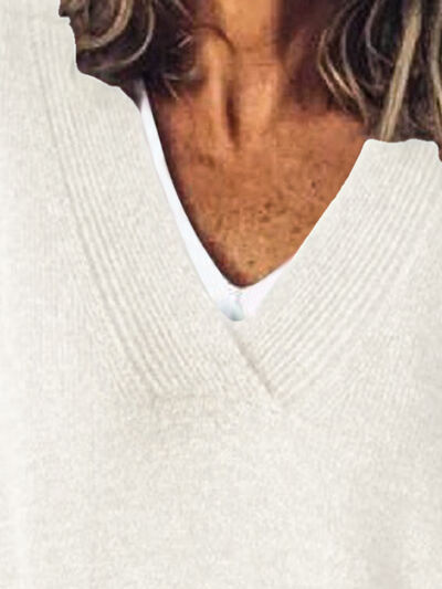 Kvinders V-Hals Sweater med Droppede Skuldre 5