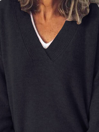 Kvinders V-Hals Sweater med Droppede Skuldre 7