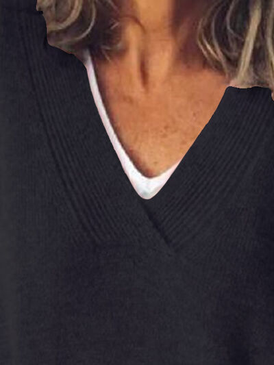 Kvinders V-Hals Sweater med Droppede Skuldre 8