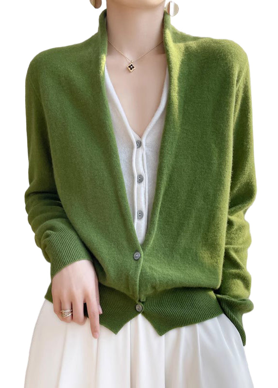 Kvinders V-hals Strikket Top med Knapper og Patchwork 0