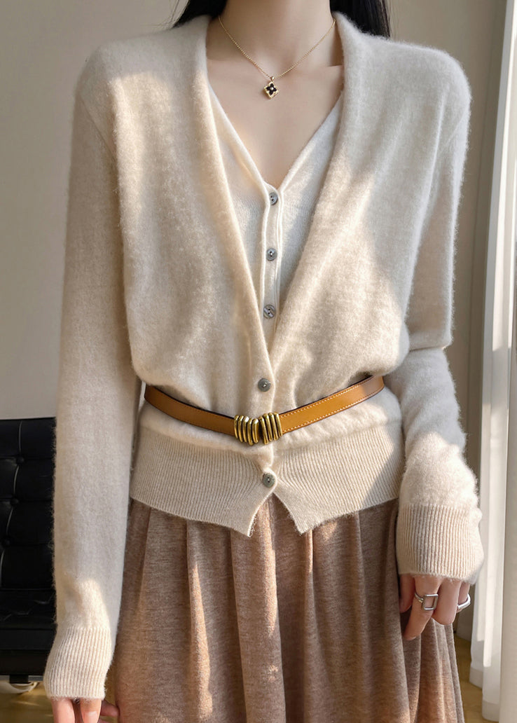 Kvinders V-hals Strikket Top med Knapper og Patchwork 2