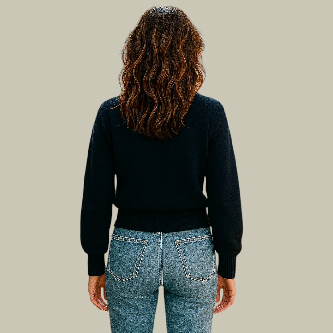 Kvinders V-hals Sweater med Krydsknapper 2