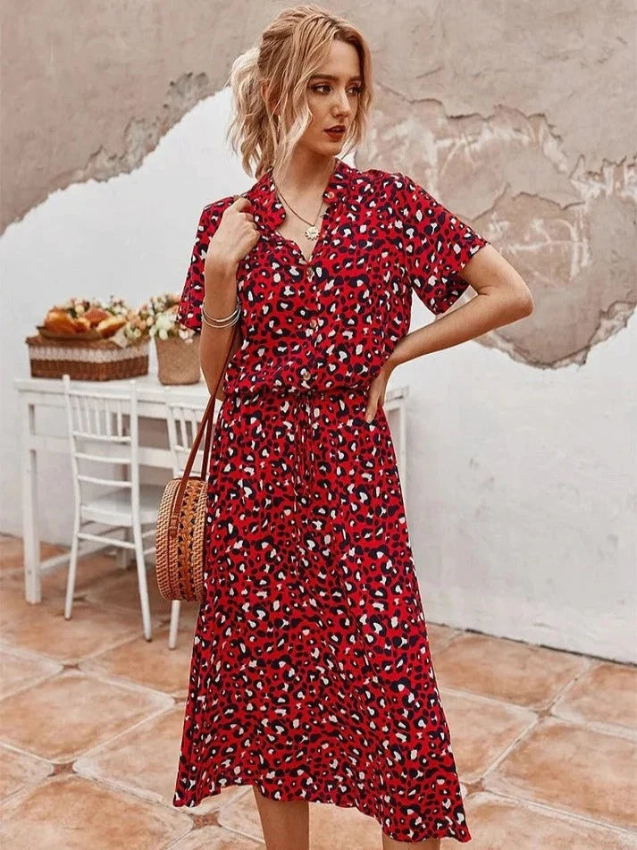 Kvinders Vintage Kjole med Mellemærmer og Leopardprint 10