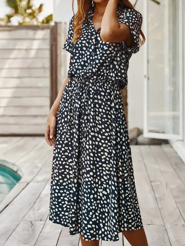 Kvinders Vintage Kjole med Mellemærmer og Leopardprint 11