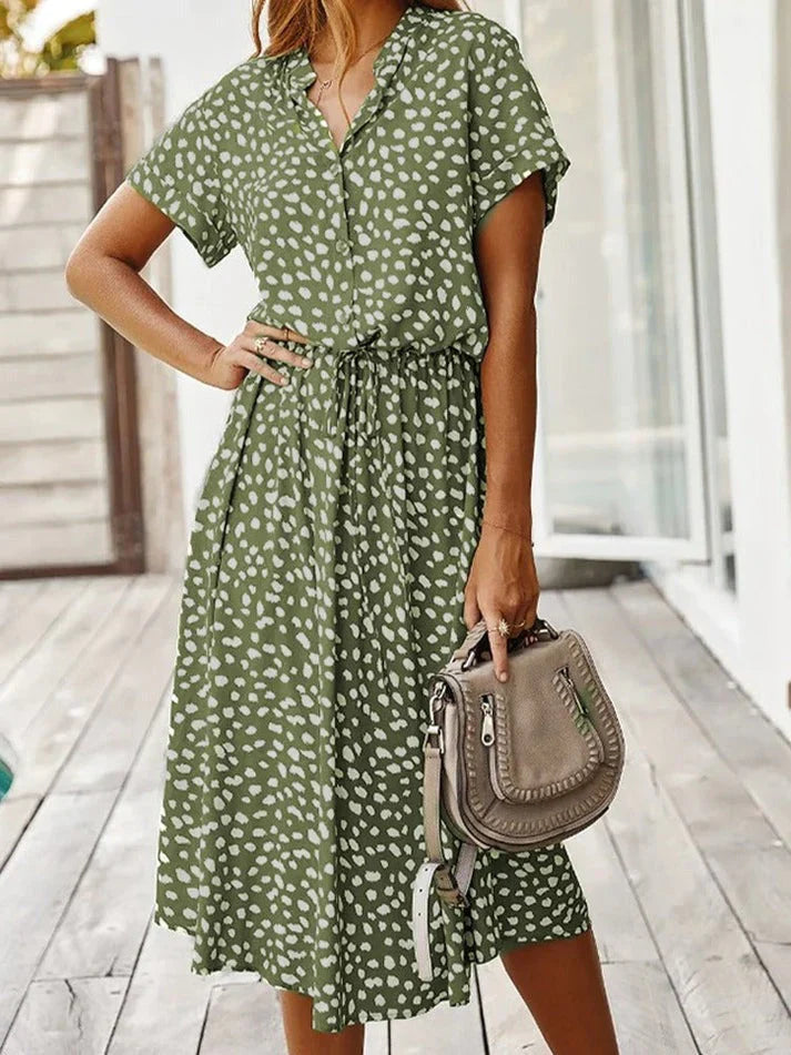Kvinders Vintage Kjole med Mellemærmer og Leopardprint 1