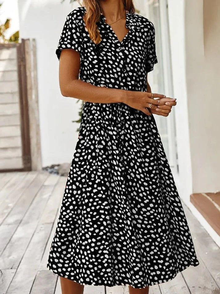 Kvinders Vintage Kjole med Mellemærmer og Leopardprint 4