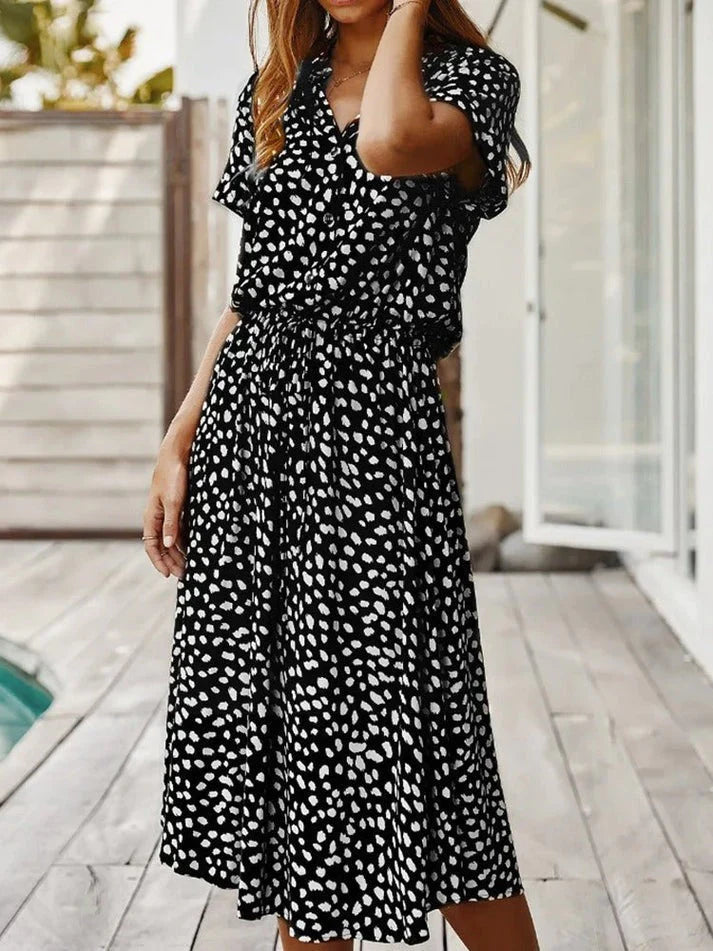 Kvinders Vintage Kjole med Mellemærmer og Leopardprint 5