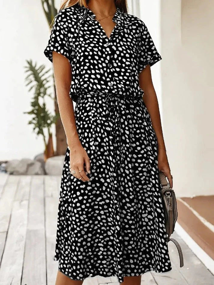 Kvinders Vintage Kjole med Mellemærmer og Leopardprint 6