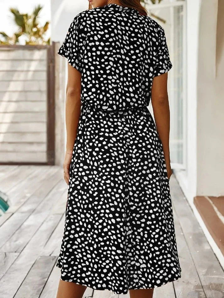 Kvinders Vintage Kjole med Mellemærmer og Leopardprint 7