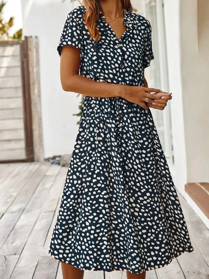 Kvinders Vintage Kjole med Mellemærmer og Leopardprint 8