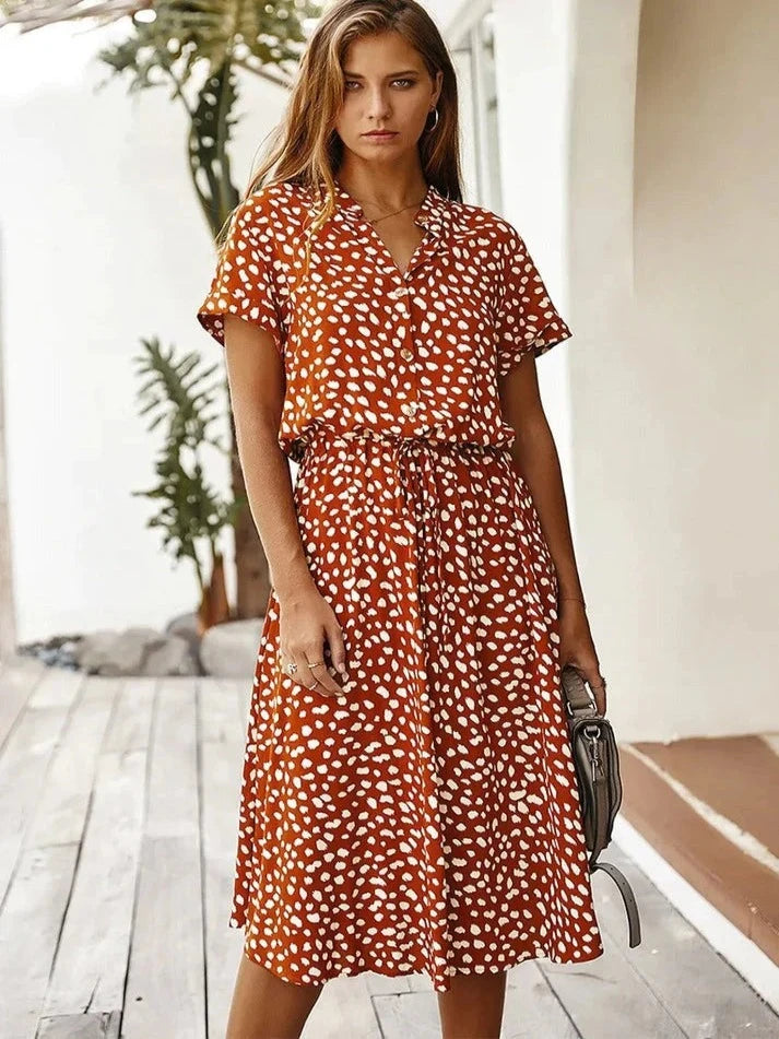 Kvinders Vintage Kjole med Mellemærmer og Leopardprint 9