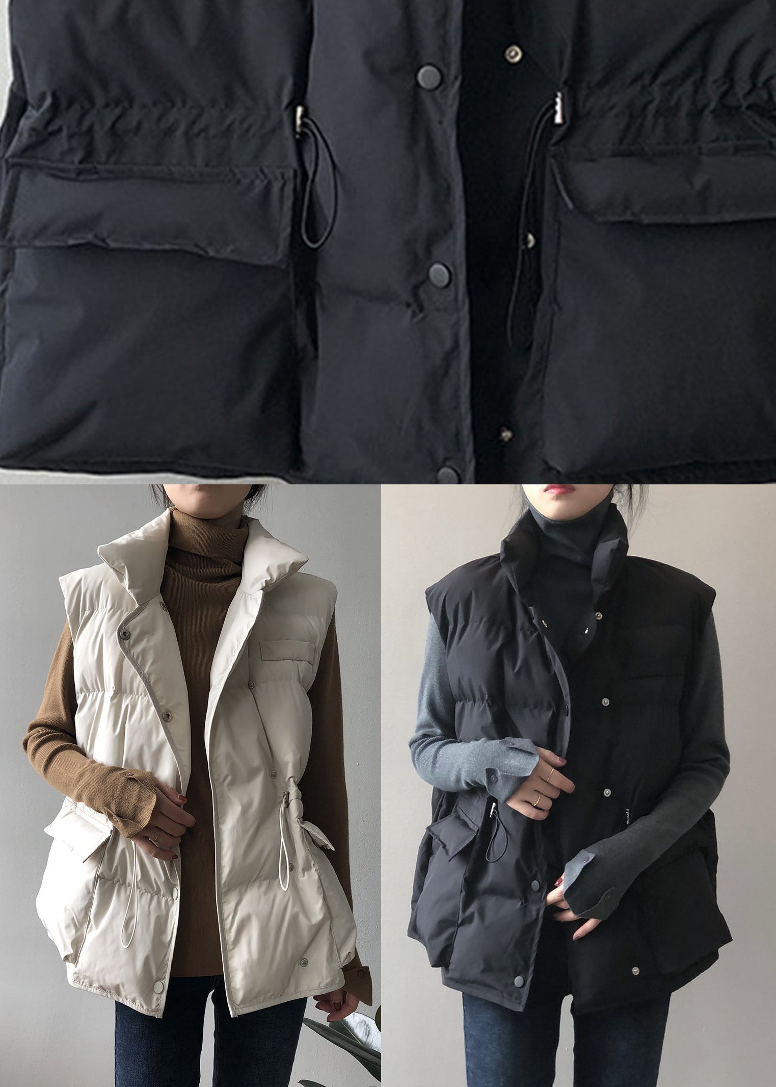 Kvinders Vinter Vest med Knapper og Snøre 4
