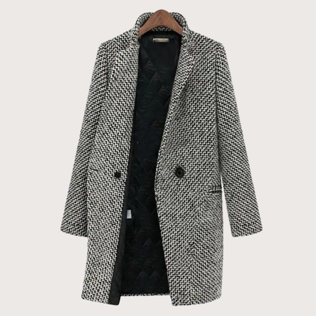 Kvinders Vinterfrakke Houndstooth Uld 3