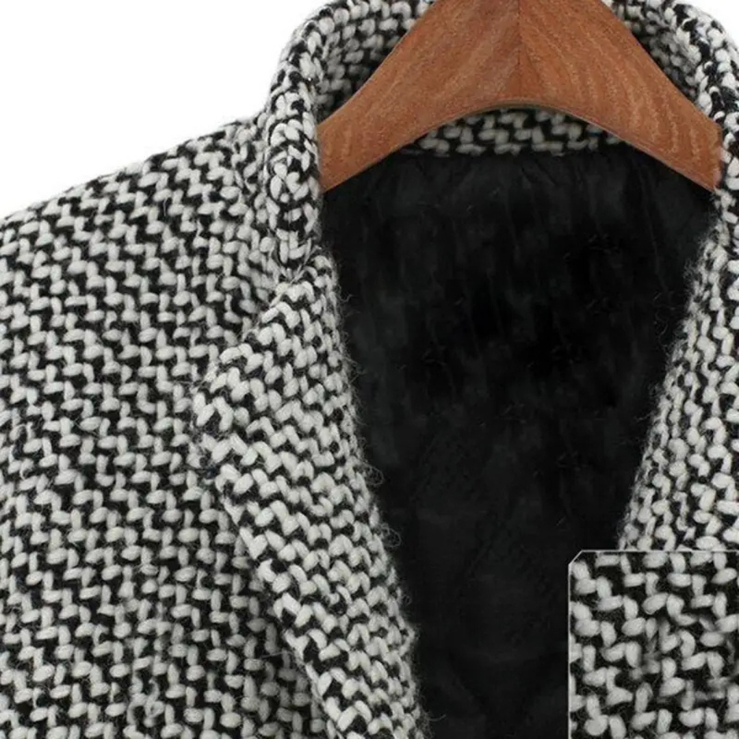 Kvinders Vinterfrakke Houndstooth Uld 5