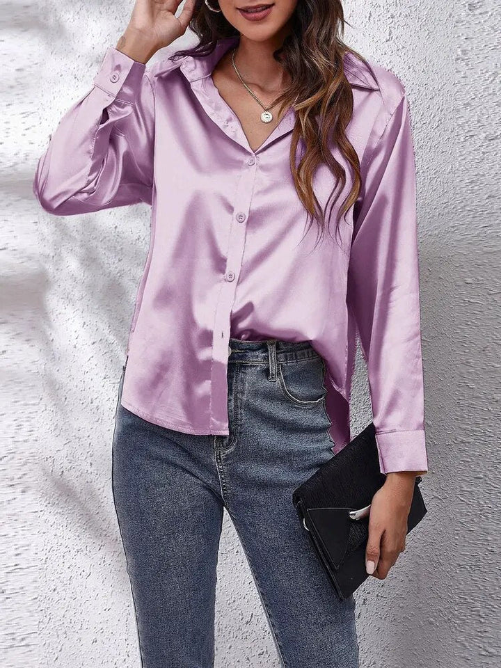 Dame Skjorte Satin Moderne Stil Elegant Pasform-5