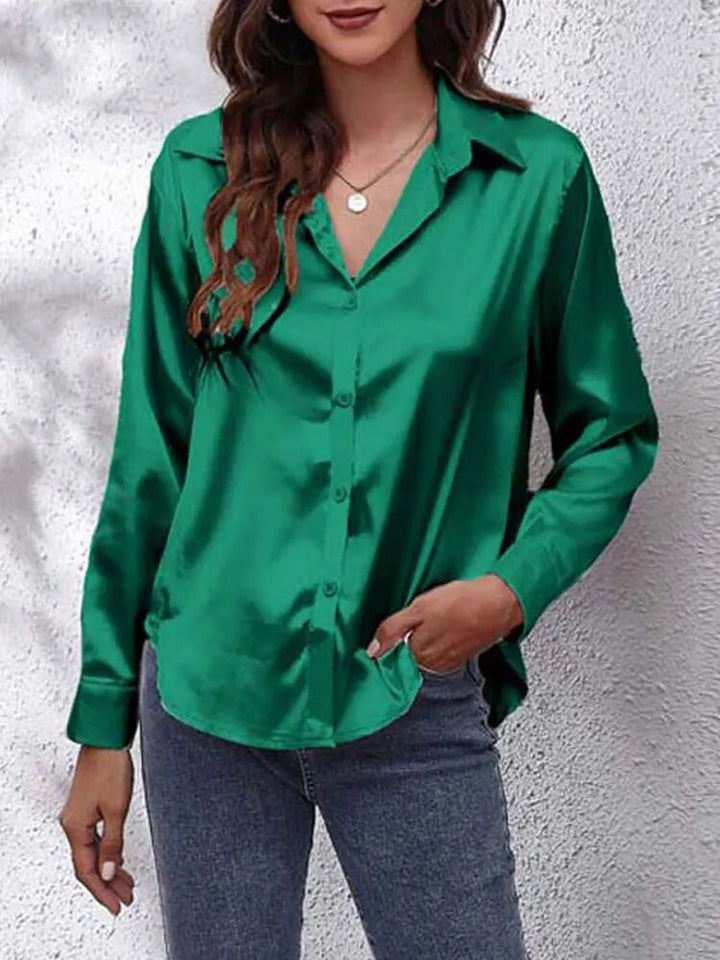 Dame Skjorte Satin Moderne Stil Elegant Pasform-2