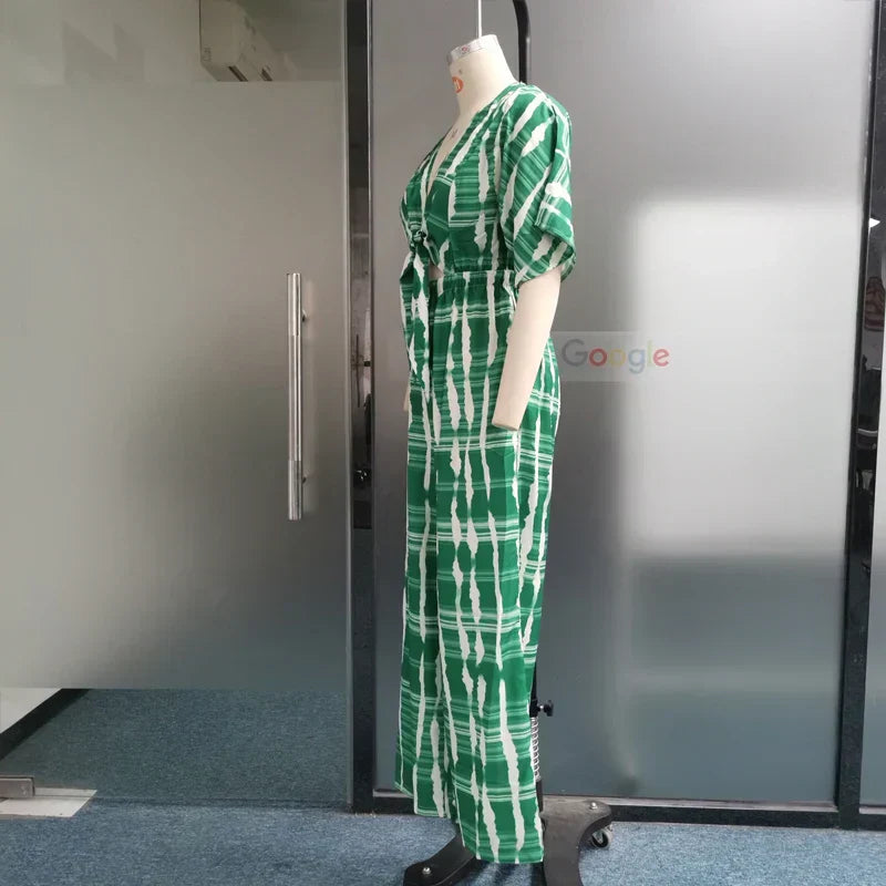 Kvinders Jumpsuit Dyb V-Hals Let Stof Flatterende Silhuet-5