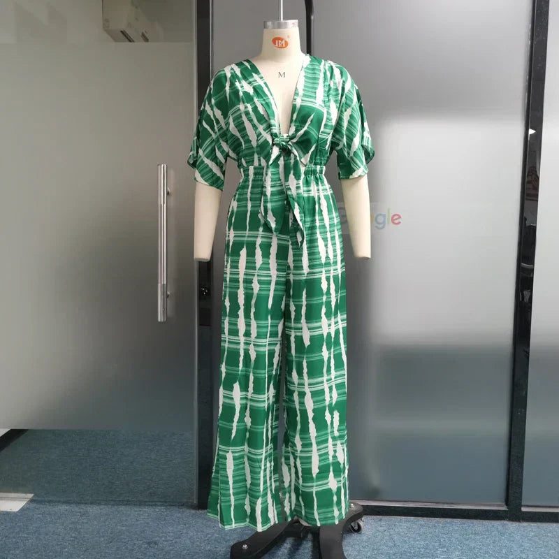 Kvinders Jumpsuit Dyb V-Hals Let Stof Flatterende Silhuet-4