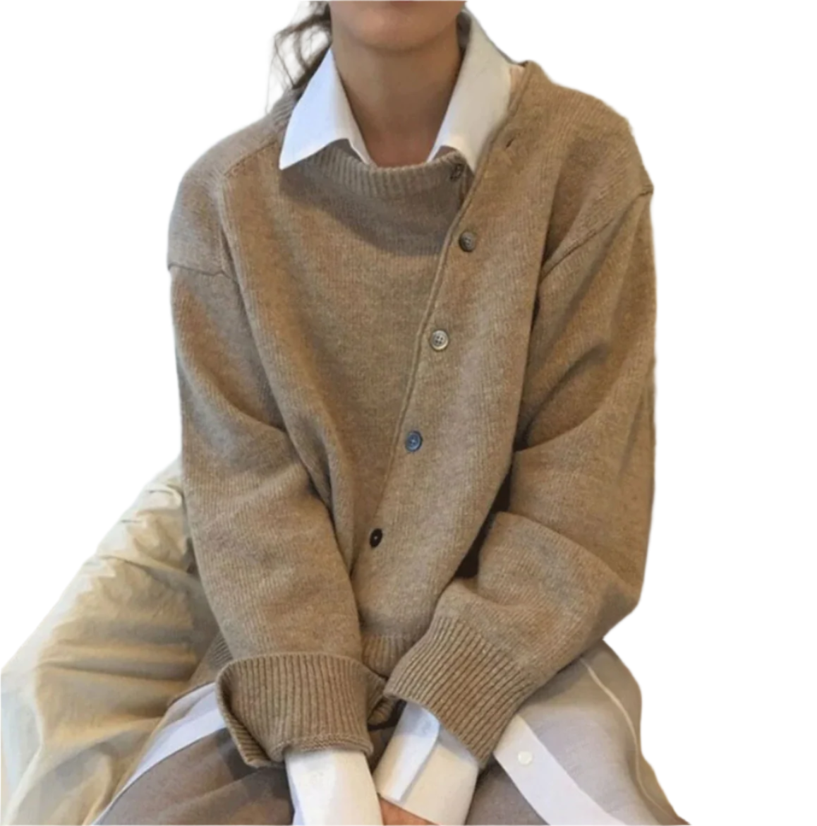 Kvinders Cardigan Diagonal Knaplukning Cashmere-1