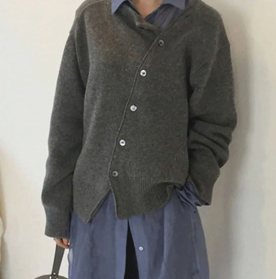 Kvinders Cardigan Diagonal Knaplukning Cashmere-2