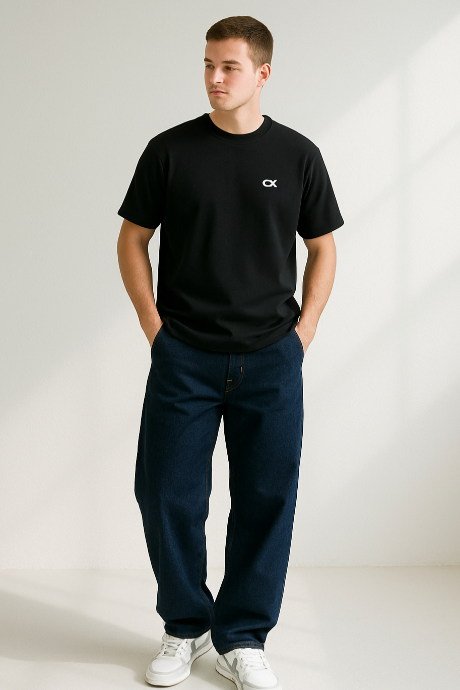 Mænds Baggy Jeans med Bred Ben Denim Komfortabel Pasform 0
