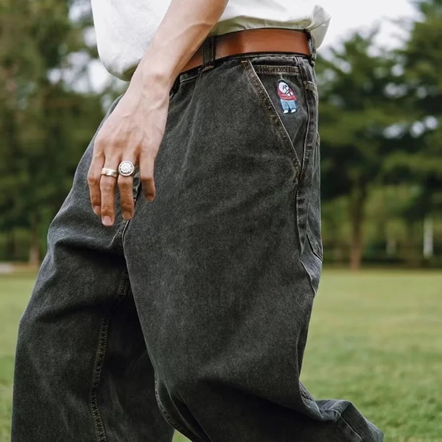 Mænds Baggy Jeans med Bred Ben Denim Komfortabel Pasform 5