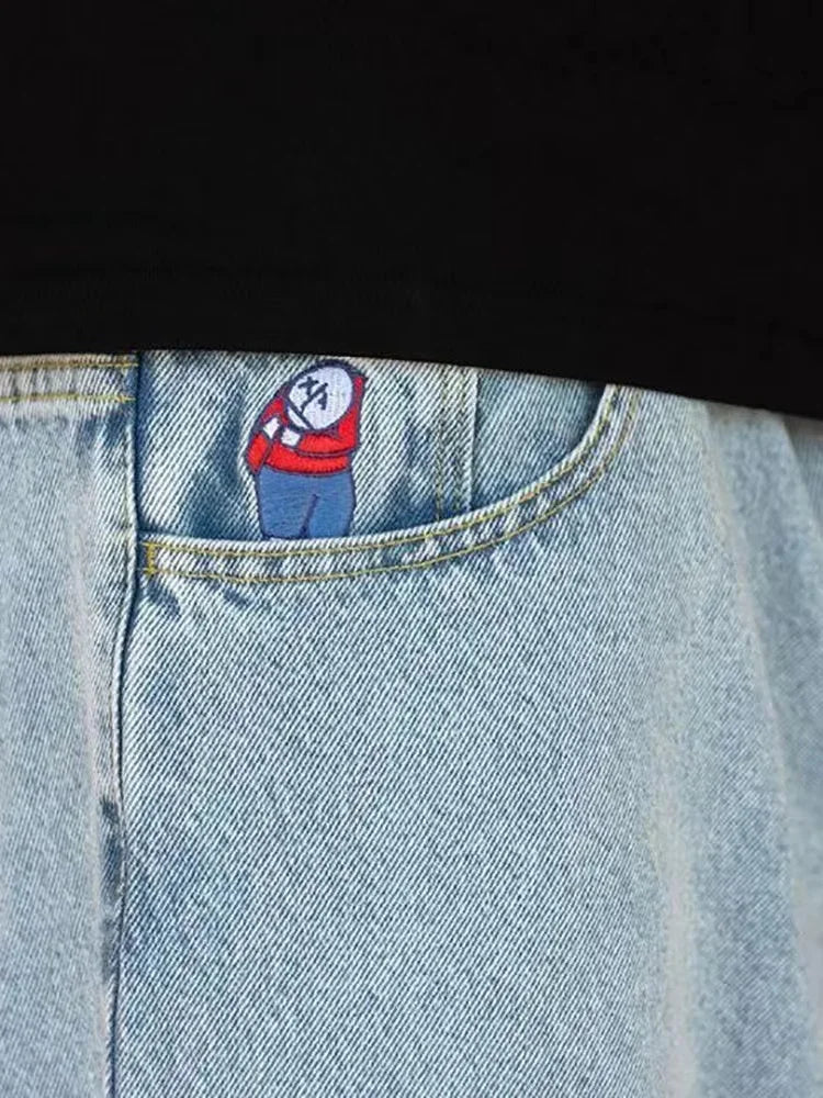 Mænds Baggy Jeans med Bred Ben Denim Komfortabel Pasform 8