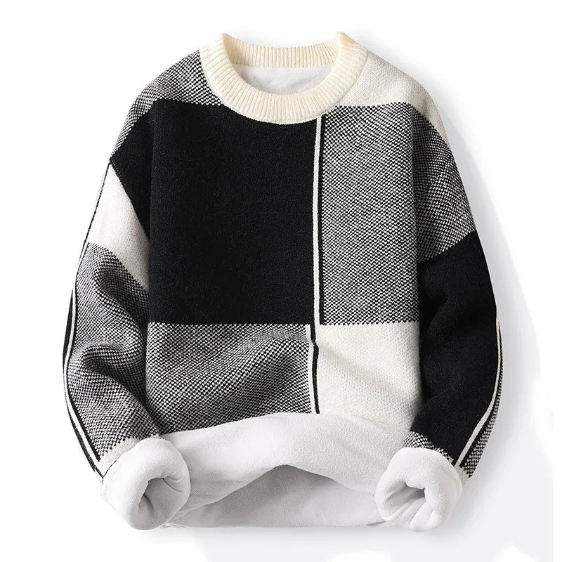 Mænds Crewneck Sweater med Colorblock Design 0