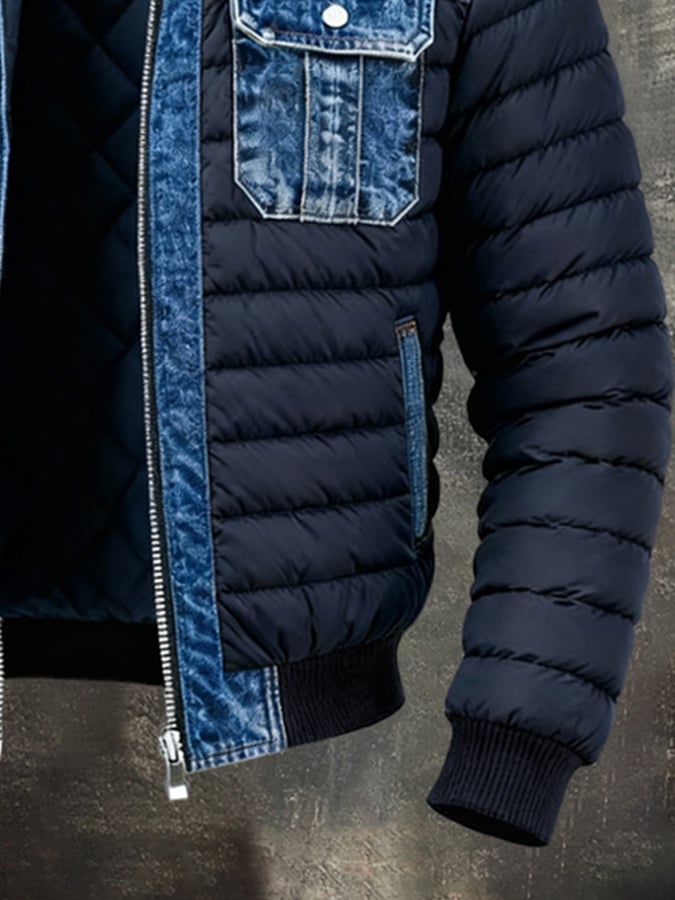 Mænds Dobbeltjakke i Klassisk Denim Stil 1