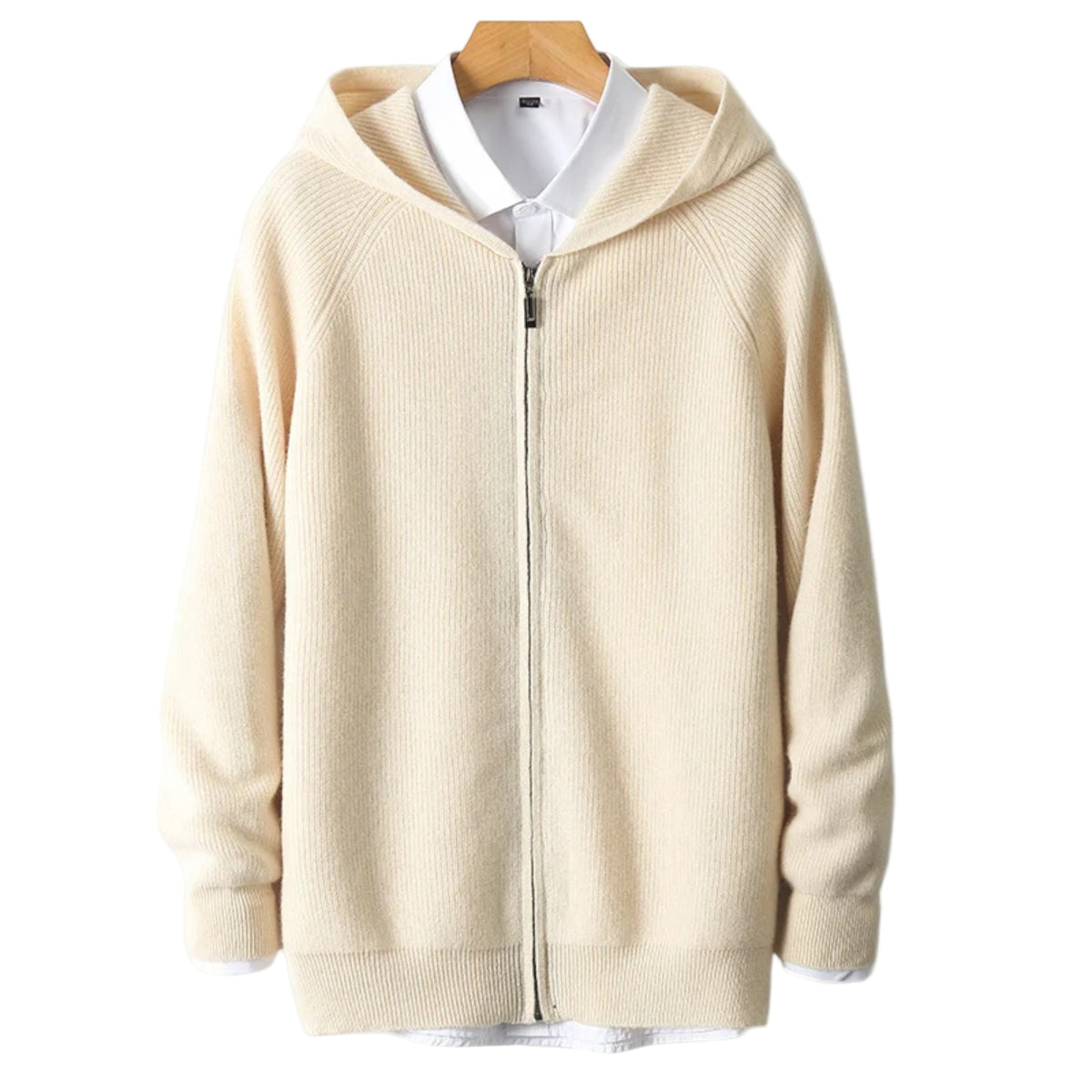 Mænds Hætte Skjorte Med Lynlås Tidløs Design 0