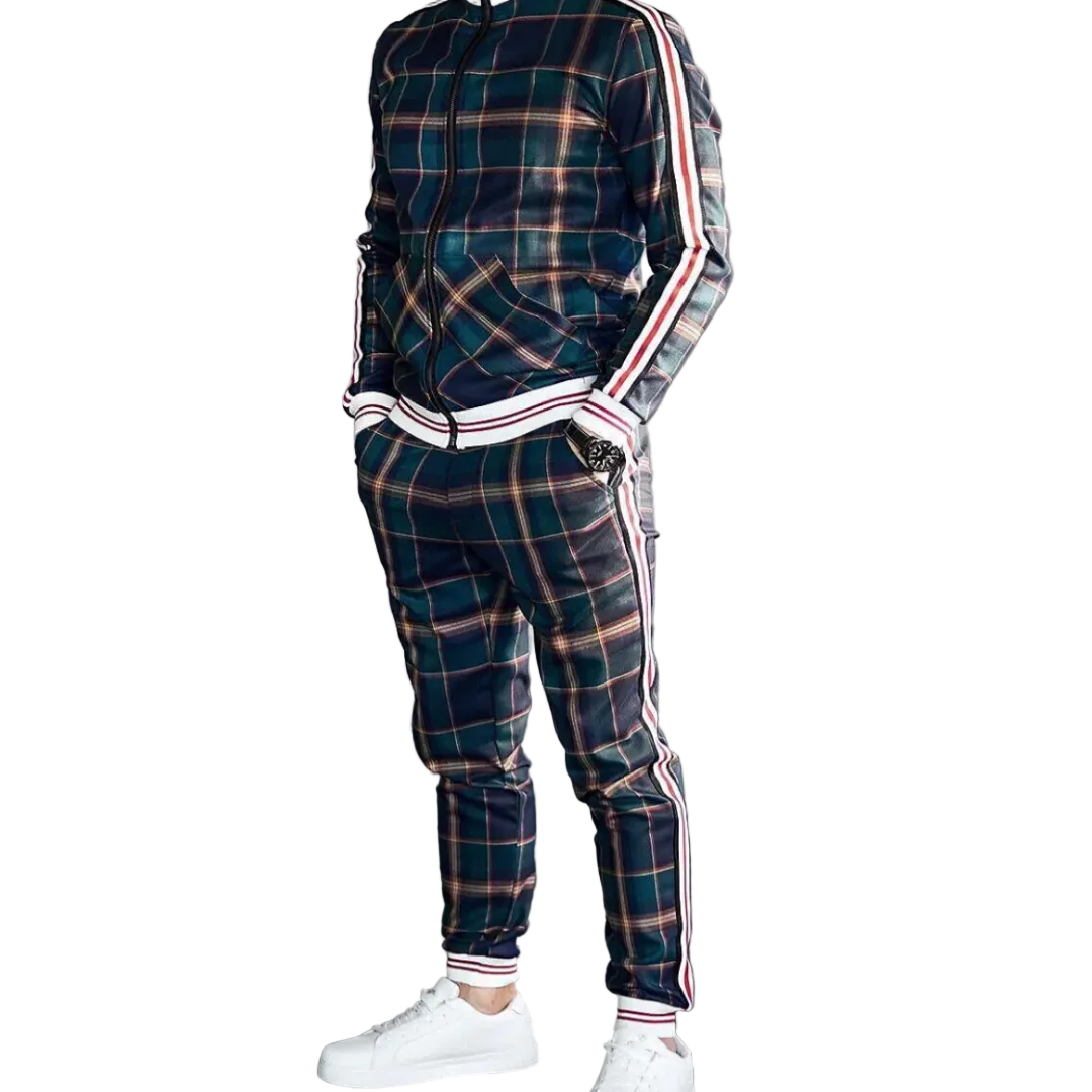Mænds Joggingtræningsdragt med Plaid Design 0
