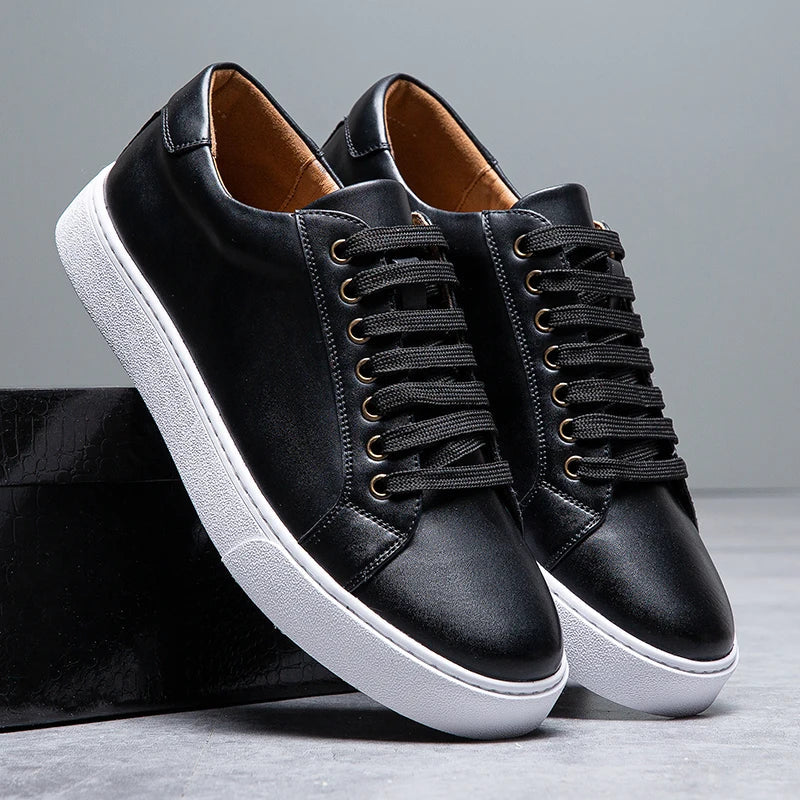 Mænds Læder Sneakers Minimalistisk Design 10