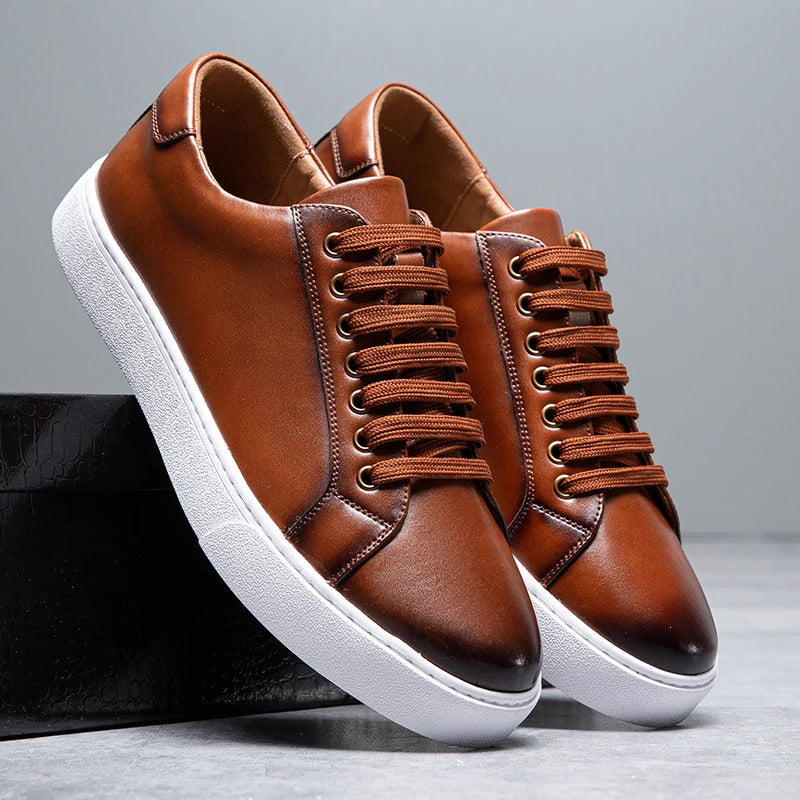 Mænds Læder Sneakers Minimalistisk Design 9