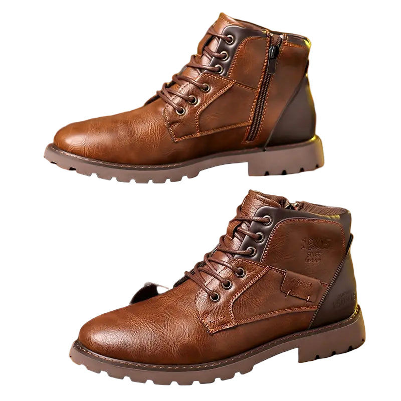 Mænds Læderstøvler med Lynlås Casual Stil 0