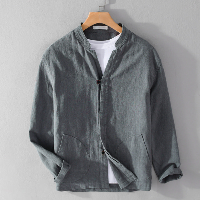Mænds Linnedskjorte Løs Pasform 4