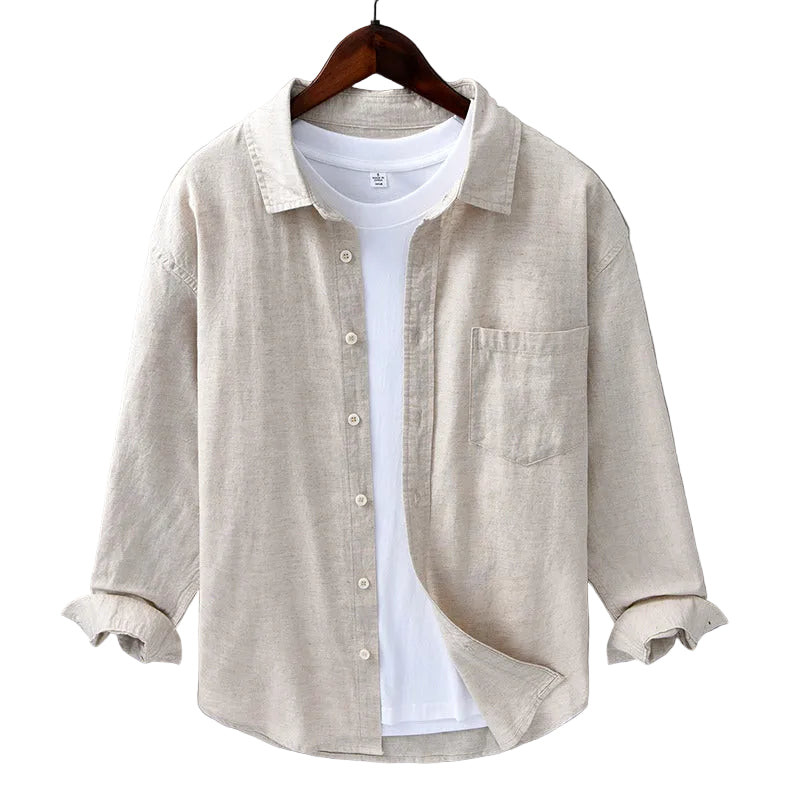 Mænds Linnedskjorte med Brystlomme 0