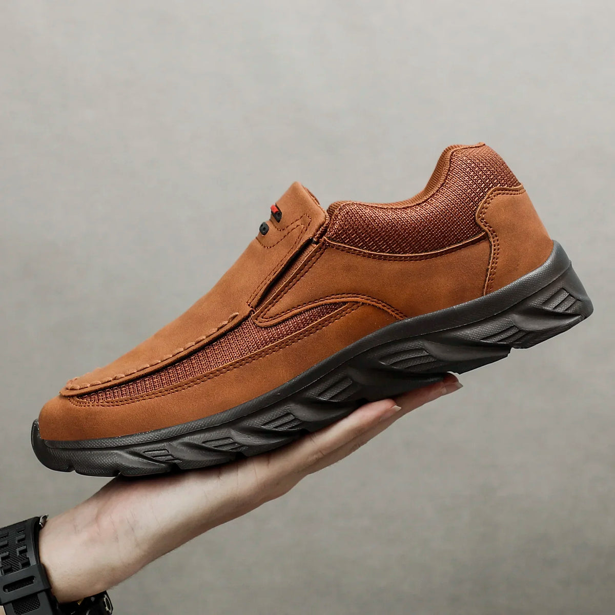 Mænds Loafers Retro Design Håndlavet Læder og Tekstil Sko 3