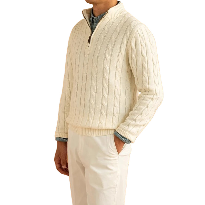 Mænds Mock Neck Sweater Jacquard Stil 0