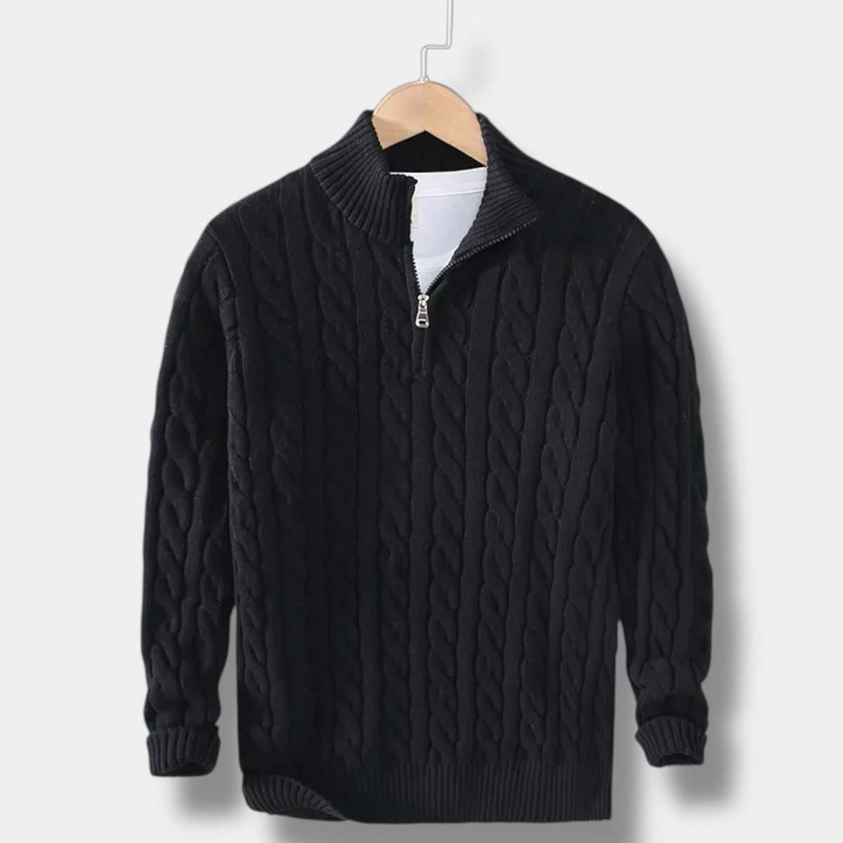 Mænds Mock Neck Sweater Jacquard Stil 8
