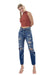Mænds Mom Fit Denim Jeans Høj Talje Mørk 0