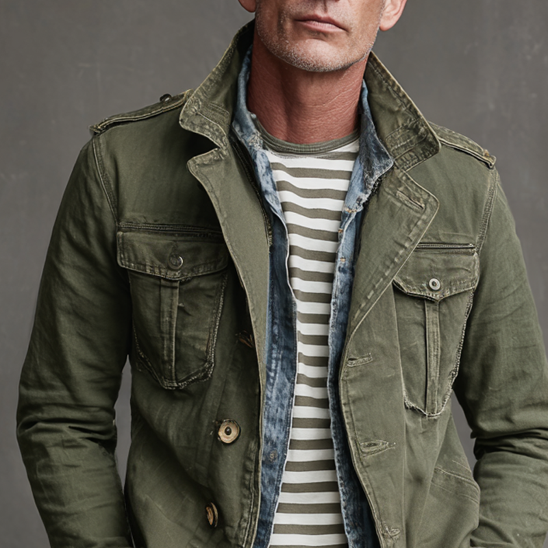 Mænds Multi-lommer Jakke Militær Stil 2