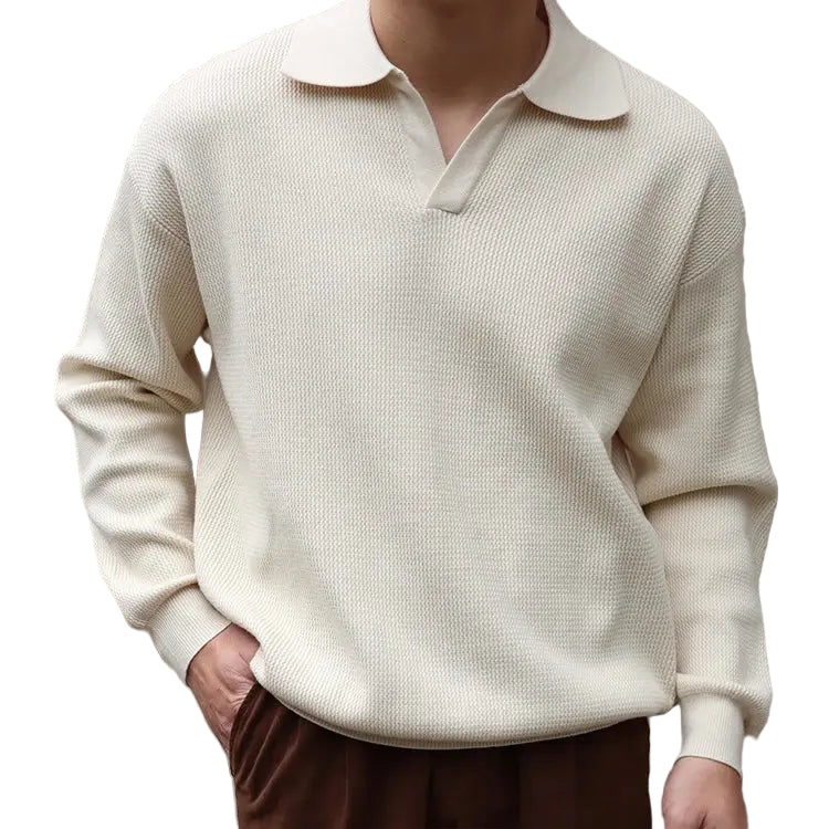 Mænds Polo T Shirt V-Hals Langærmet Casual Stil 0