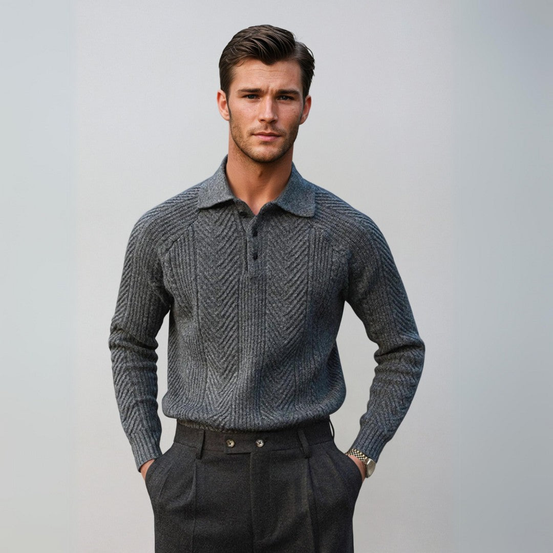 Mænds Poloshirt Klassisk Stil Ribbenstruktur 1