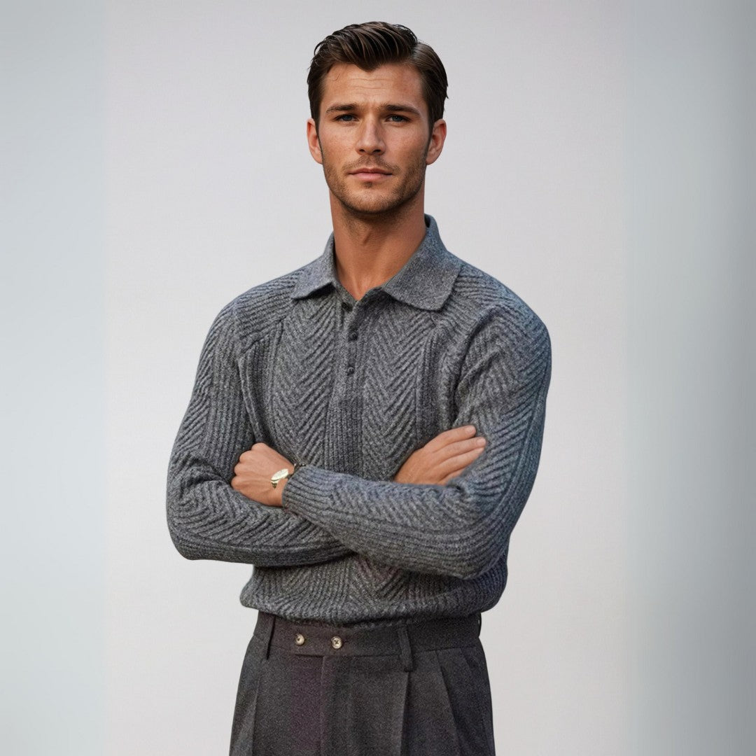 Mænds Poloshirt Klassisk Stil Ribbenstruktur 2